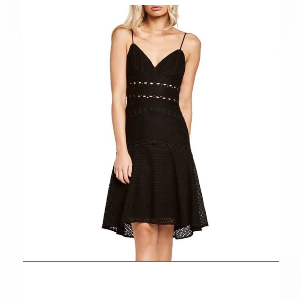 $175 Bardot Womens Black Ariana V Neck Crochet Lace Fit And Flare Dress Size 6